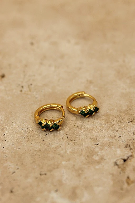 Zephyr Earrings - Emerald / Gold